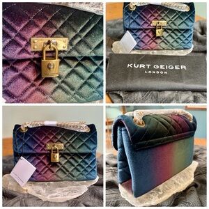 KURT GEIGER Velvet Mini Brixton Crossbody Bag - Turquoise Multi (Ombre) - NWT